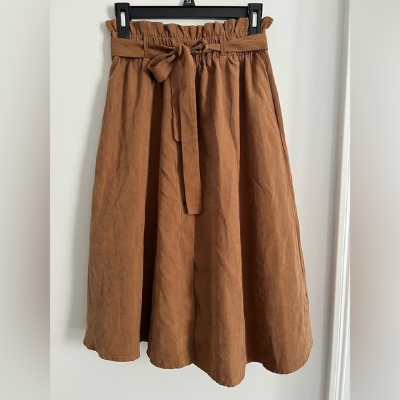 SHEIN Dresses & Skirts - SHEIN Tan A-Line Skirt with Tie Waist